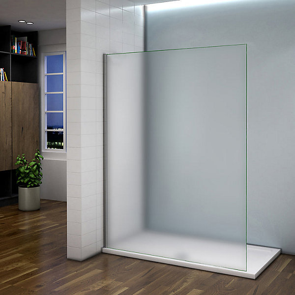 Paroi de douche à l'italienne dépolie - Profilé en alu chromé - paroi fixe sablé - 8mm verre anticalcaire - 120x200cm