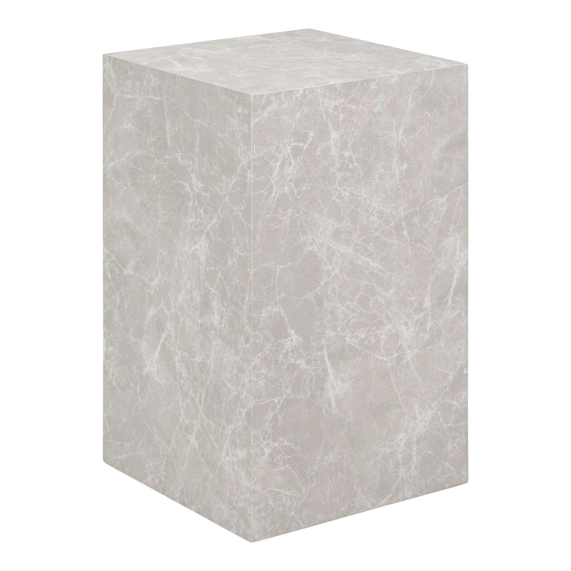 Bout de canapé design - forme haute, effet marbre beige TRINITE