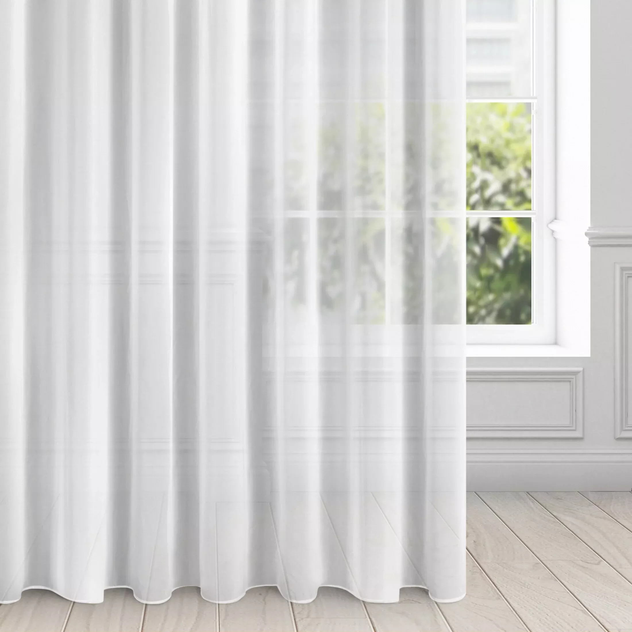 Firana biała z gładkiej matowej tkaniny szyfonowej 350x250 cm przelotka DALIA