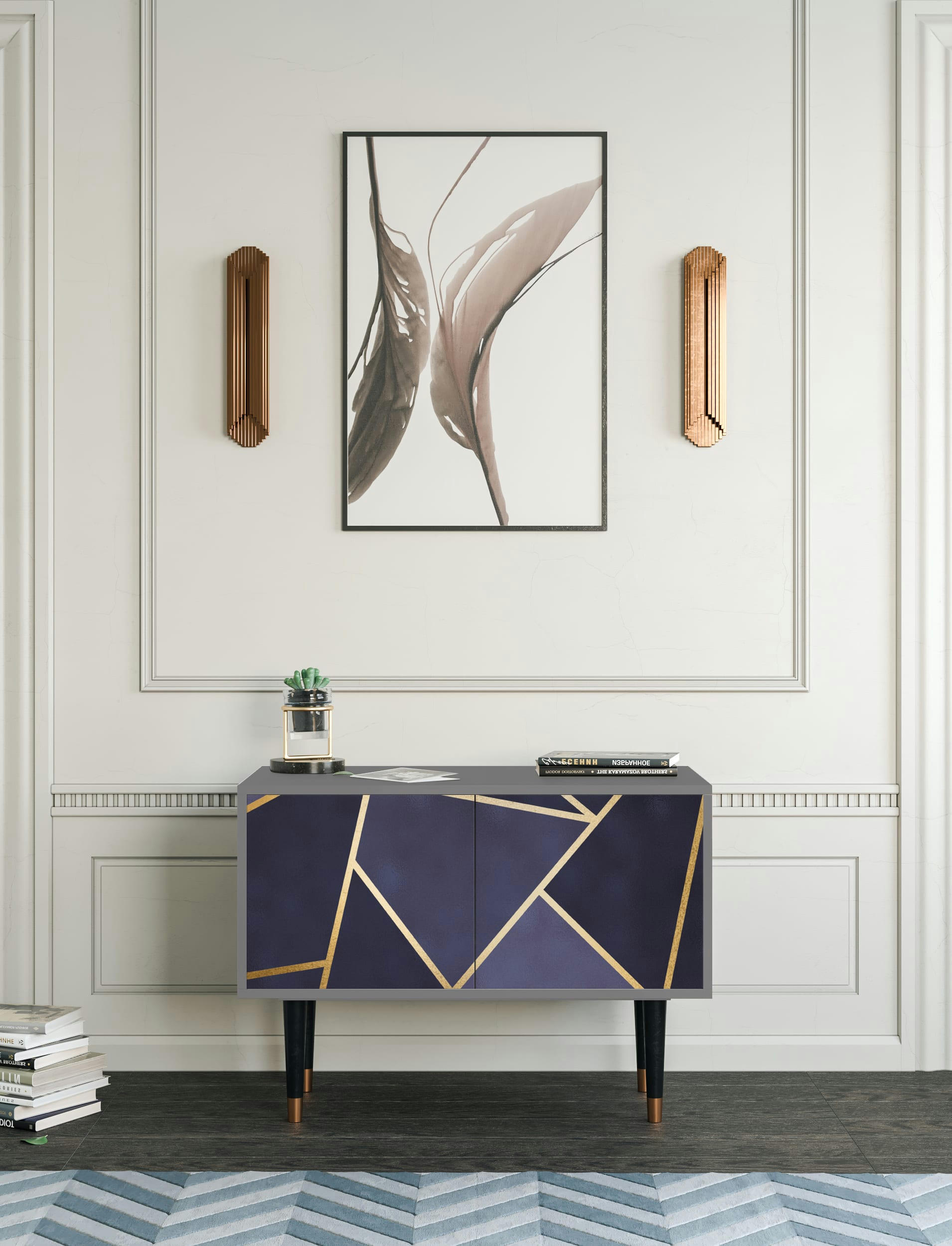 THE AMETHYST - Buffet bas  bleu 2 portes L 94 cm