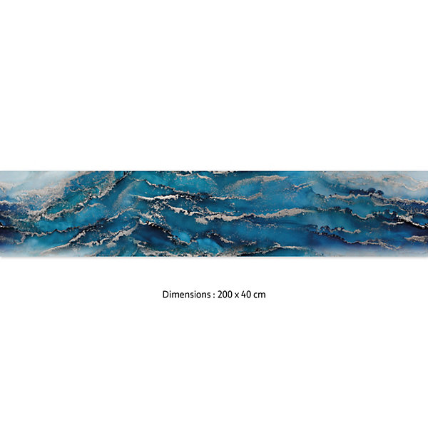 Crédence cuisine adhésive en vinyle modèle VAGUES, 200 x 40 cm, design raccordable
