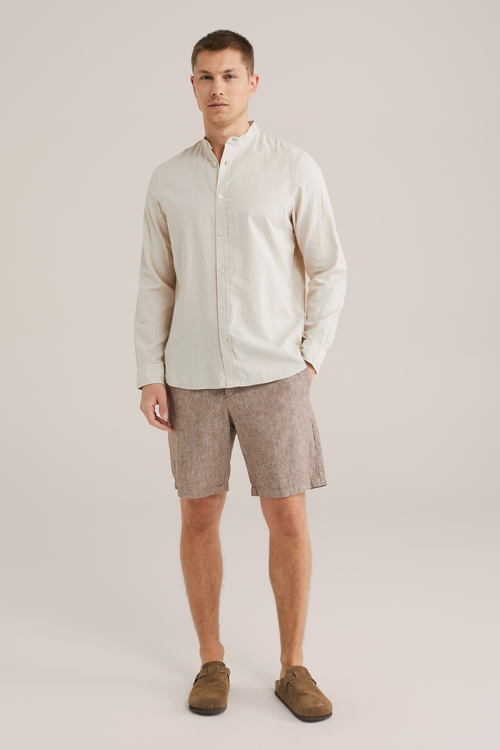 Heren Easy care regular fit overhemd van linnenmix