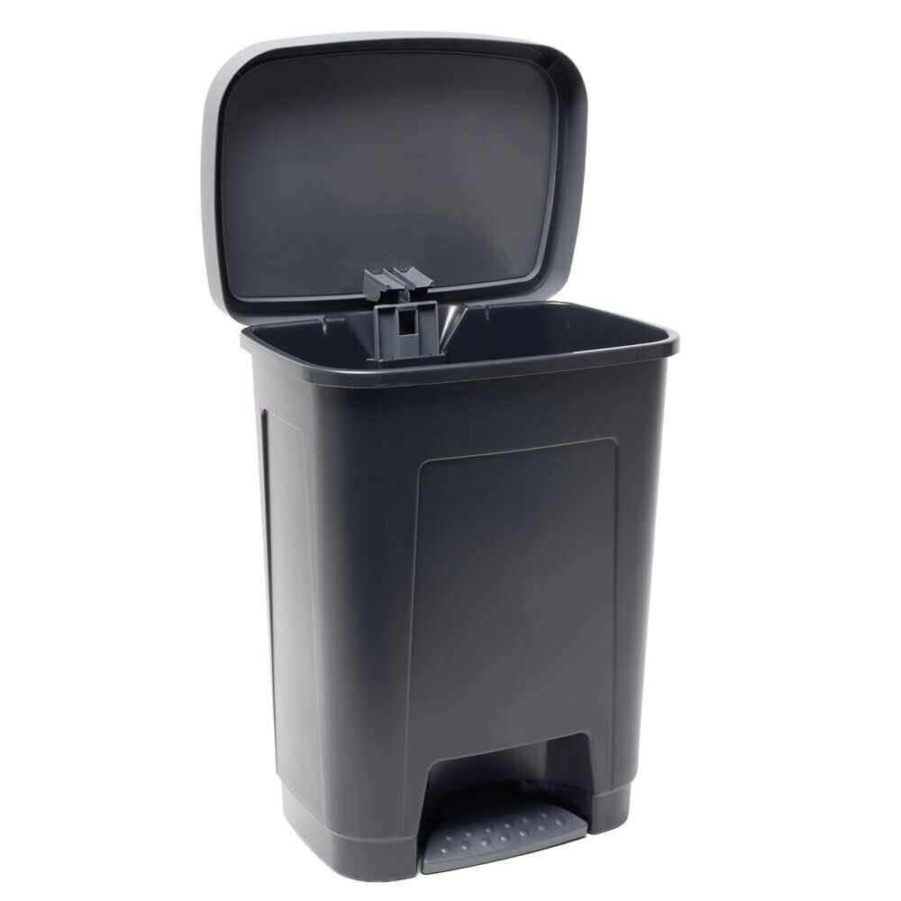 Poubelle à pédale 25L plastique noir et gris 36x26,5xH45,5cm