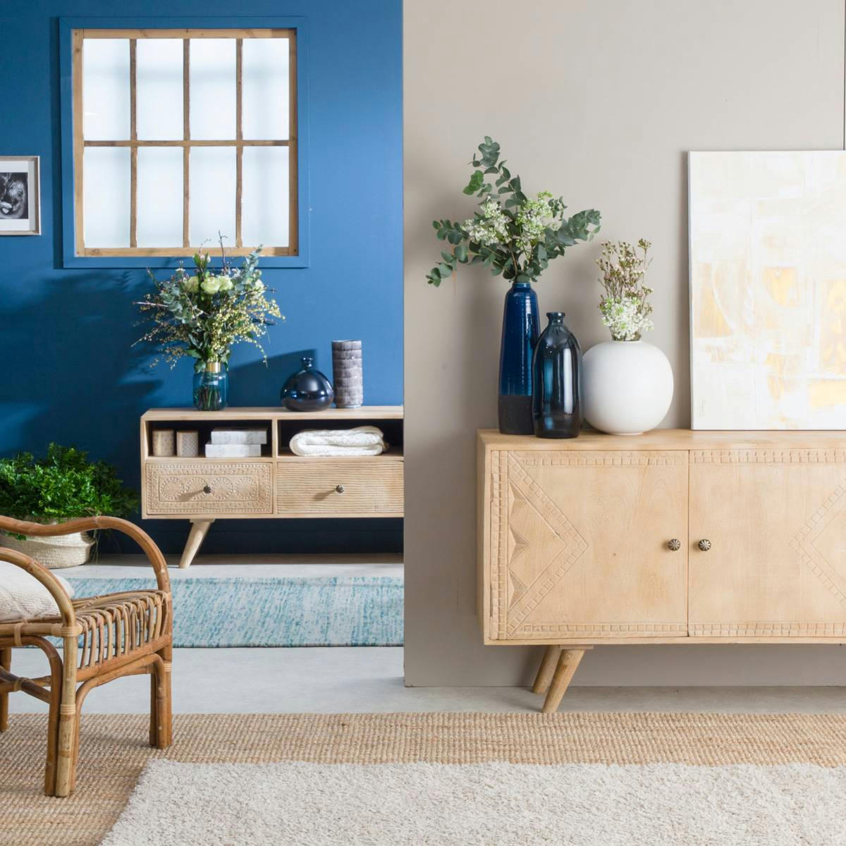 KAMILA - Buffet en bois marron 160 cm