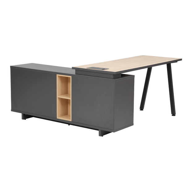 MESA COM BALCÃO 1 PORTA BASCULANTE/1 GAVETA 1,60 M X 1,60 M ALETA
