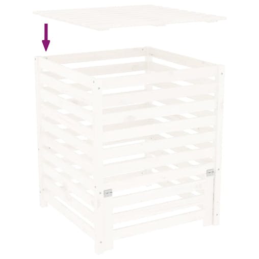 NNEVL Composter White 82.5x82.5x99.5 cm Solid Wood Pine
