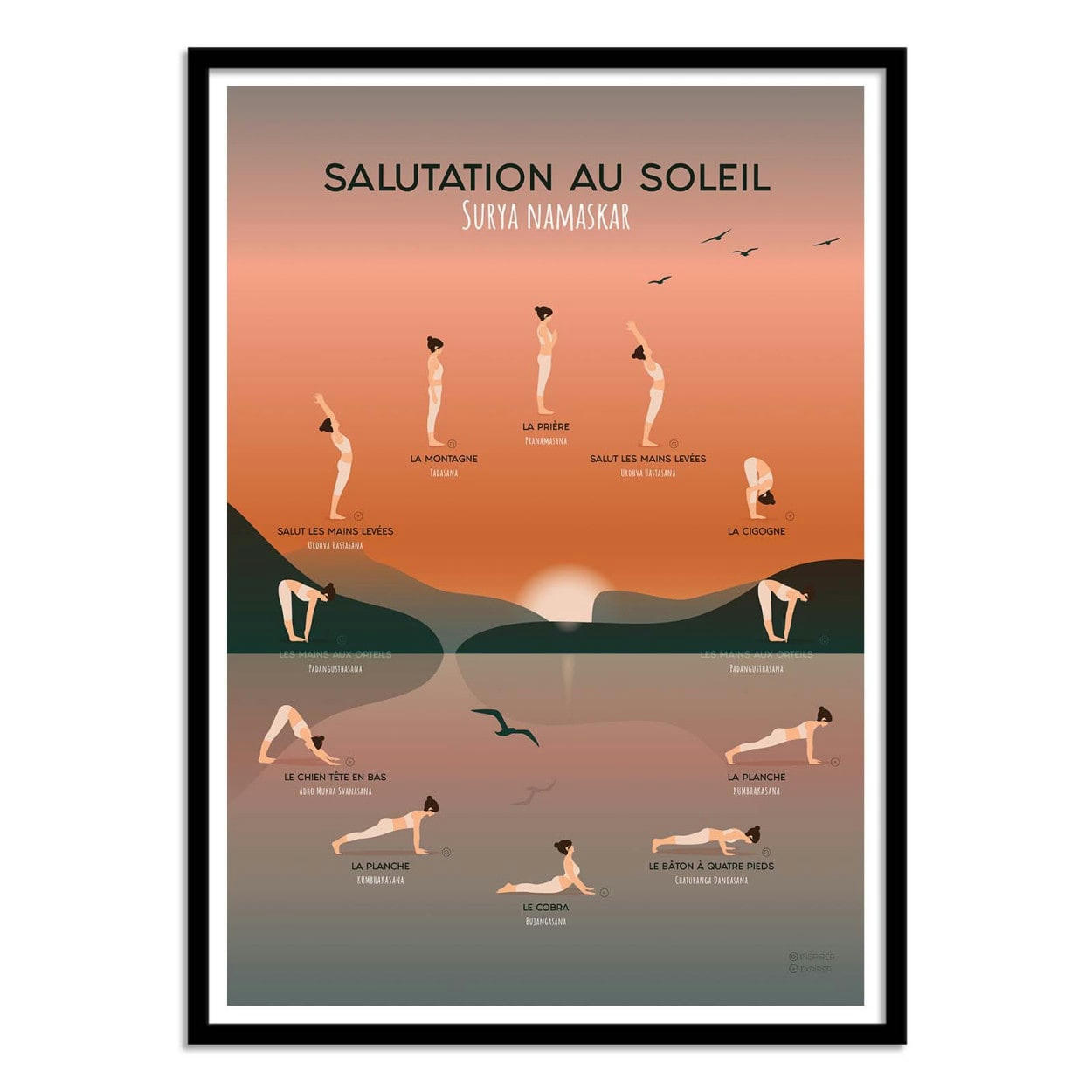 FROG POSTERS - YOGA SALUTATION AU SOLEIL - FROG POSTERS - Affiche d'art 30 x 40 cm