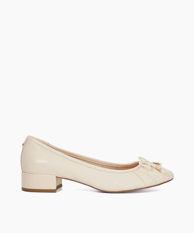 Amazing Ecru - Block Heel Ballet Shoes