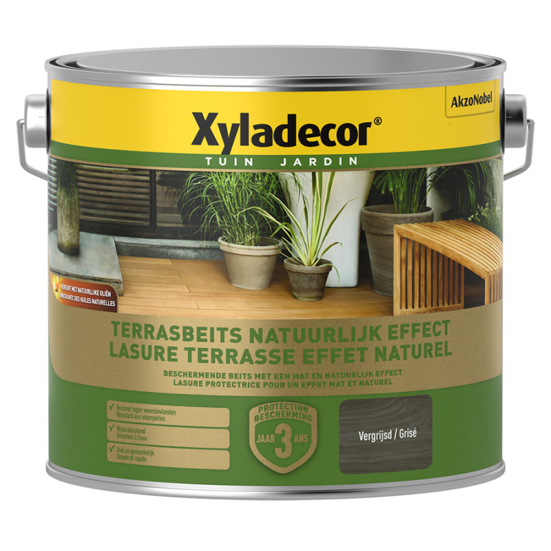 Lasure protectrice pour terrasse Grisé ultra mate 2,5 L XYLADECOR