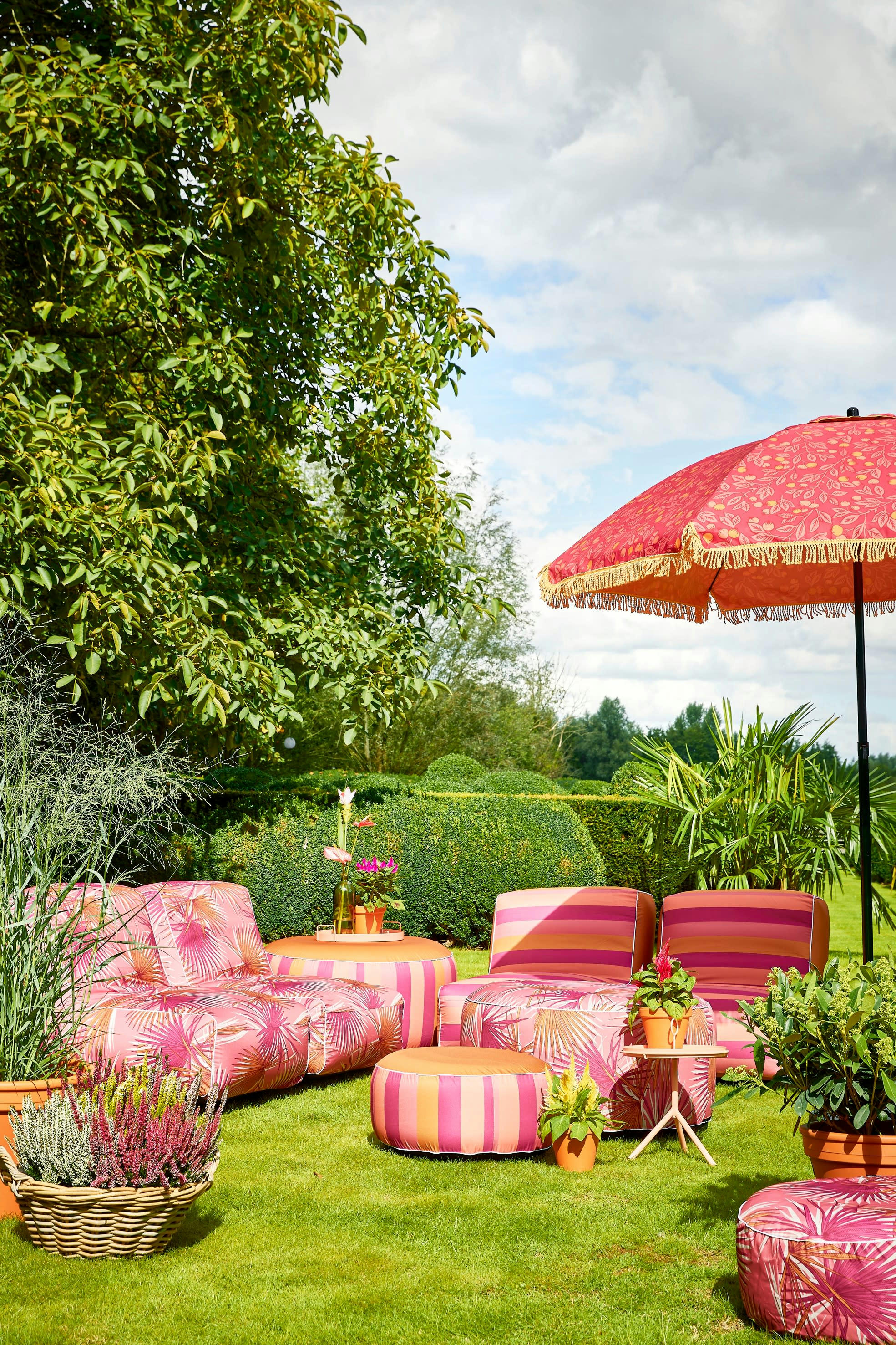 NOVIA - Pouf d'extérieur gonflable rayé violet D80