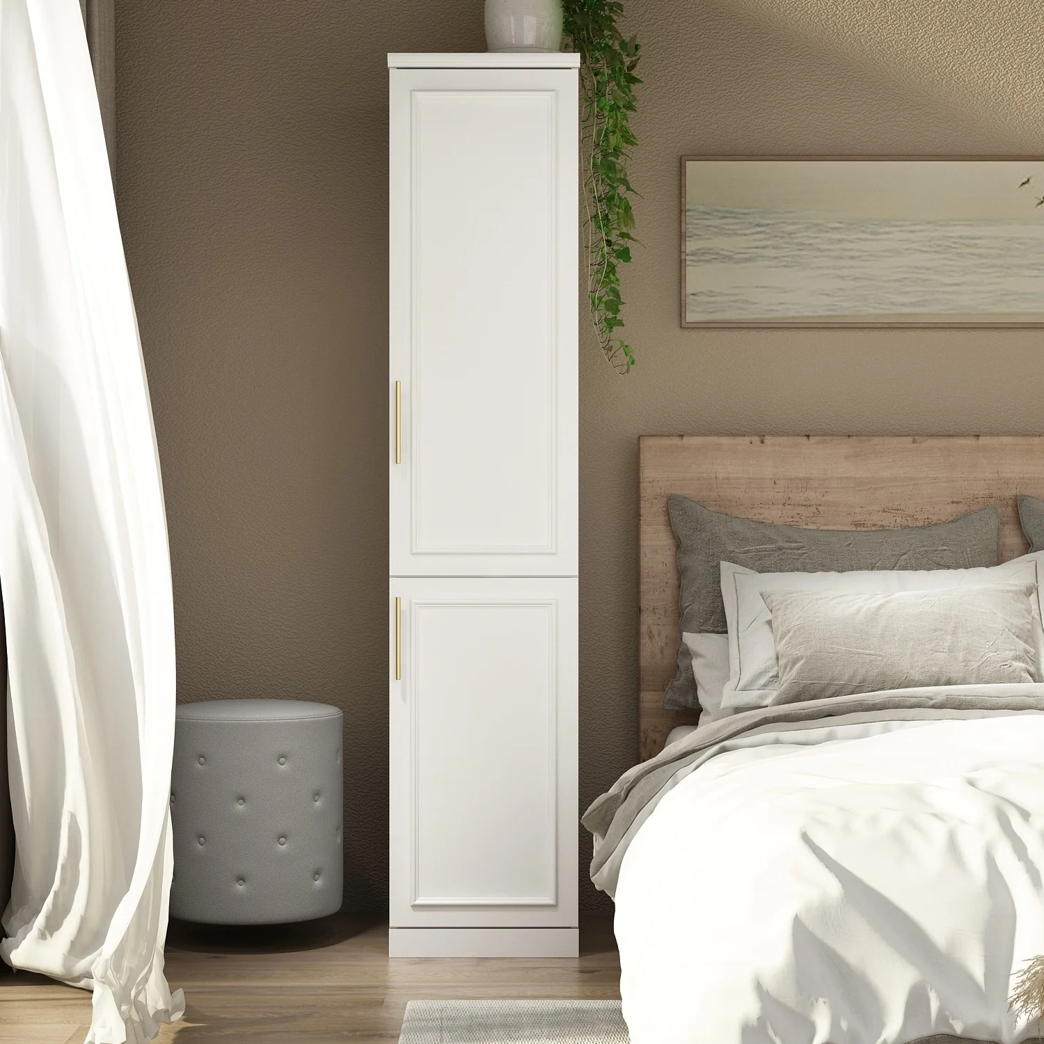 74.8H Large Modular Wardrobe Cloest Armoire Cabinet Glass Door