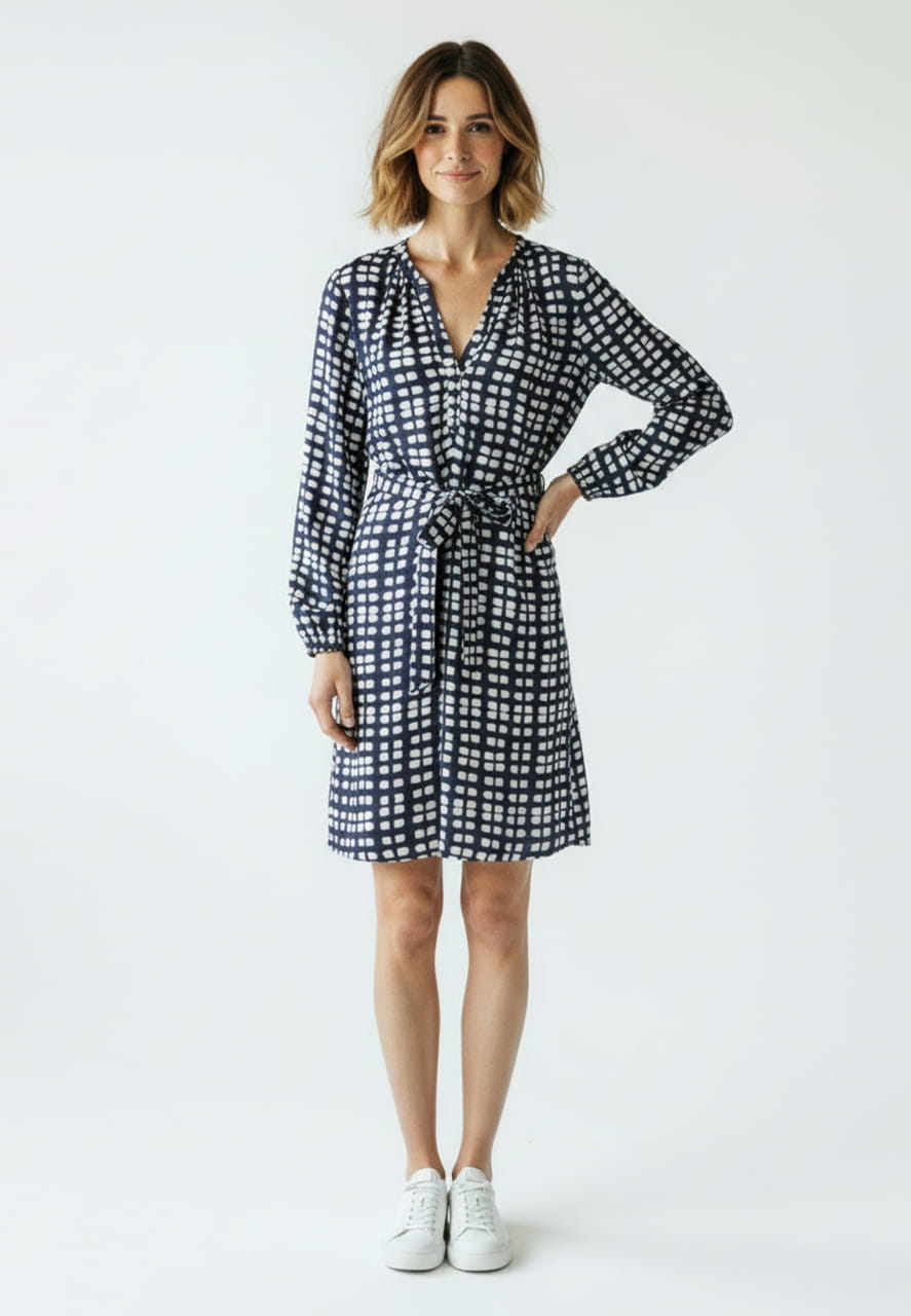 Kleid mit abstraktem Punktedruck