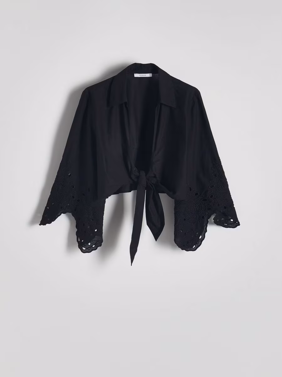Cropped Shirt With Tie Detail