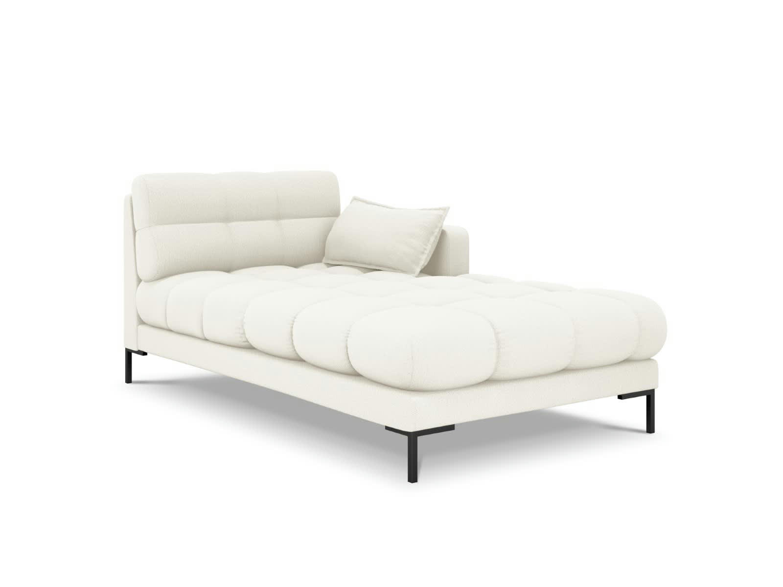 MAMAIA - Méridienne droite 1 place en tissu structurel beige clair