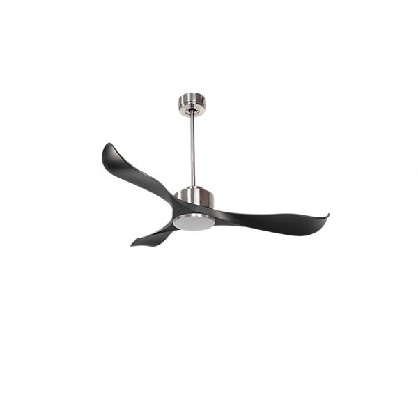 Modulo Regular Exterior - un ventilateur pour extérieur IP44, DC 132 cm Chrome pales abs noir sans Lumière20 à 30 m²