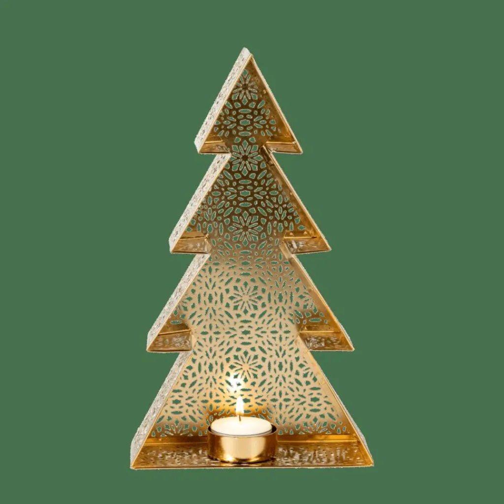 Porte-Bougies^CASA TREE Support Bougie Chauffe-plat Doré