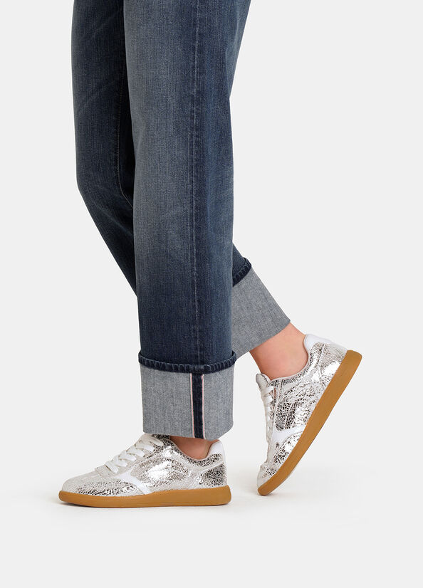 Sneakers in pelle crackle laminata