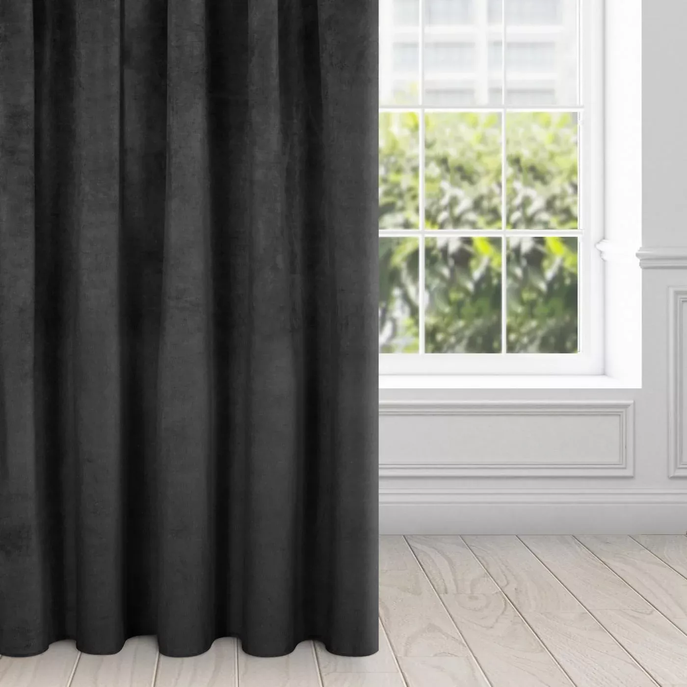 Zasłona czarna z ekskluzywnego aksamitnego welwetu 290 g/m2 140x270 cm taśma - VILLA