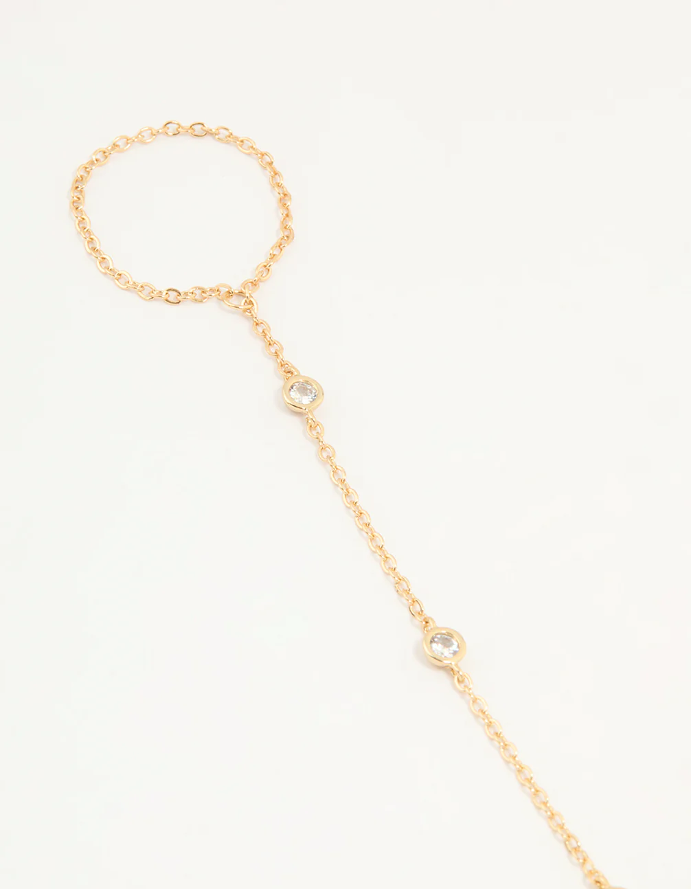 Gold Plated Cubic Zirconia Hand Chain Bracelet