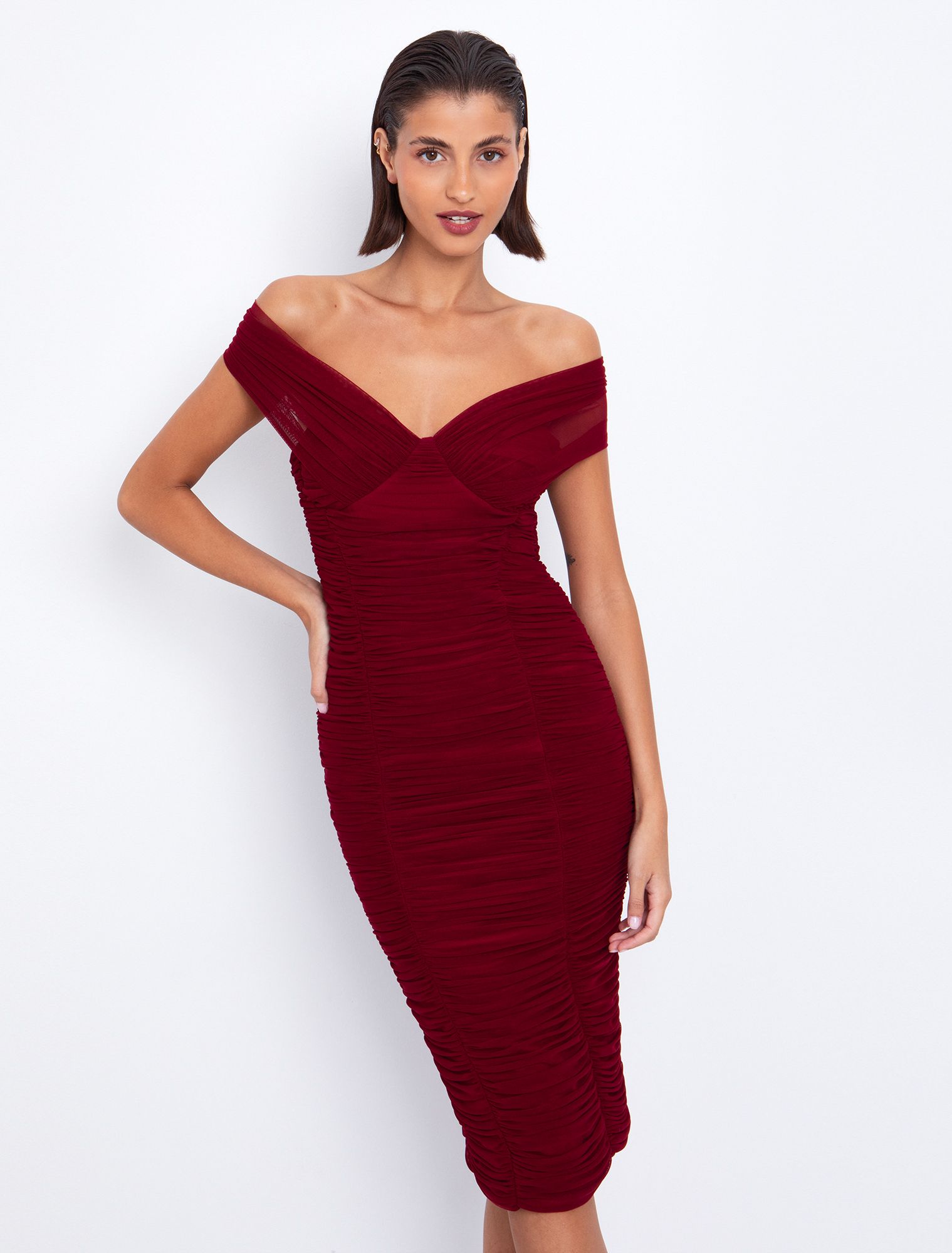 Tulle φόρεμα με σούρες