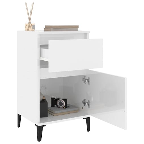 NNEVL Bedside Cabinets 2 pcs High Gloss White 40x35x70 cm
