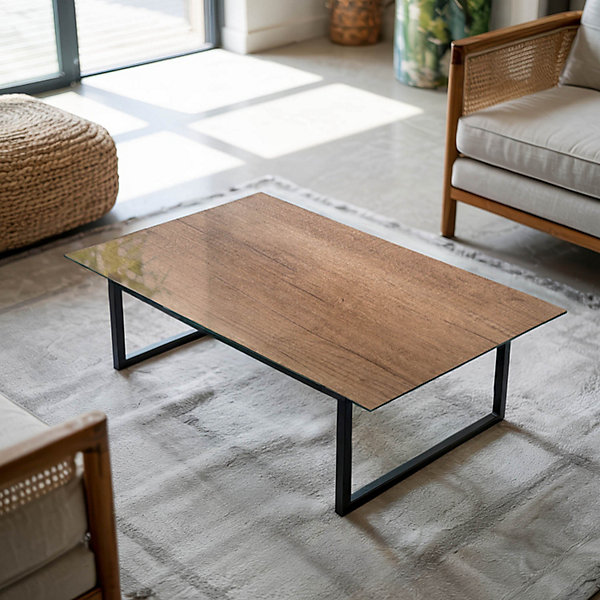 Dessus de table en verre trempé Wallfluent 120x80 cm Motif naturel du bois