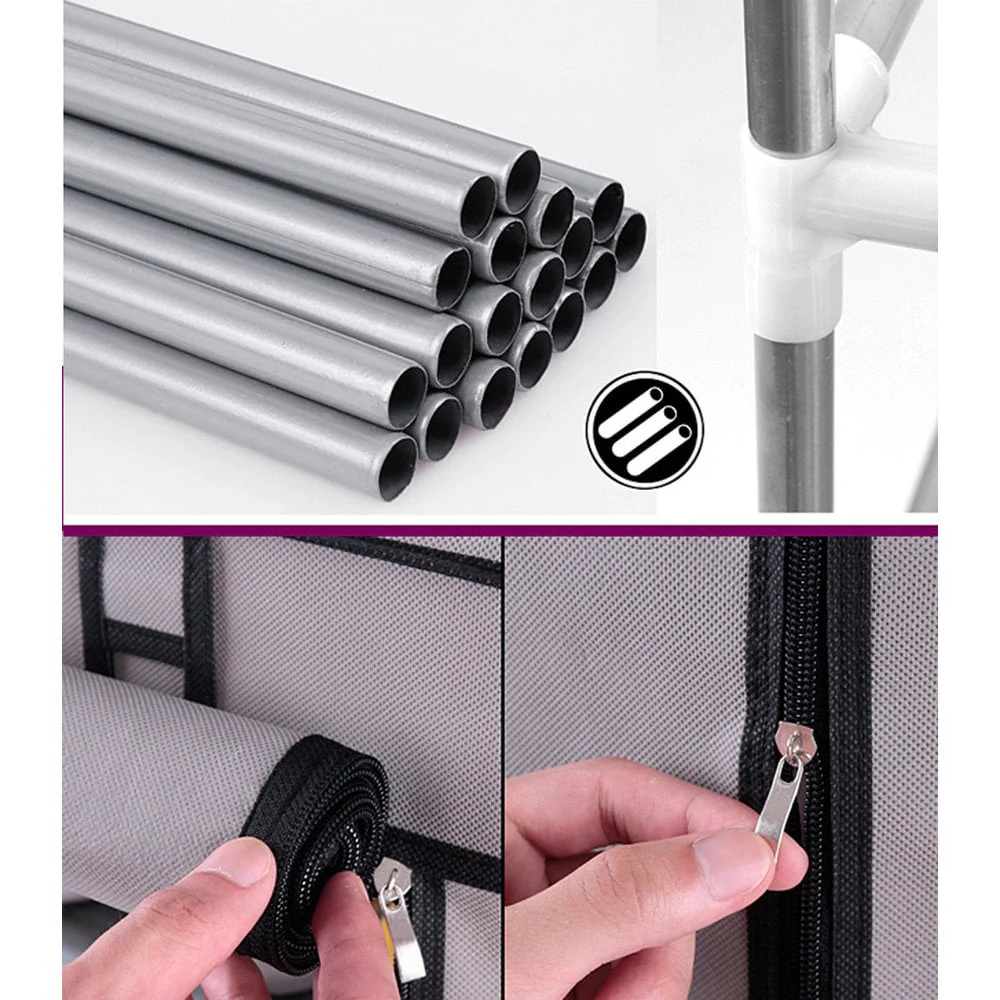 6-Row 2-Line 12 Lattices Wine Red Non-woven Fabric Shoe Rack