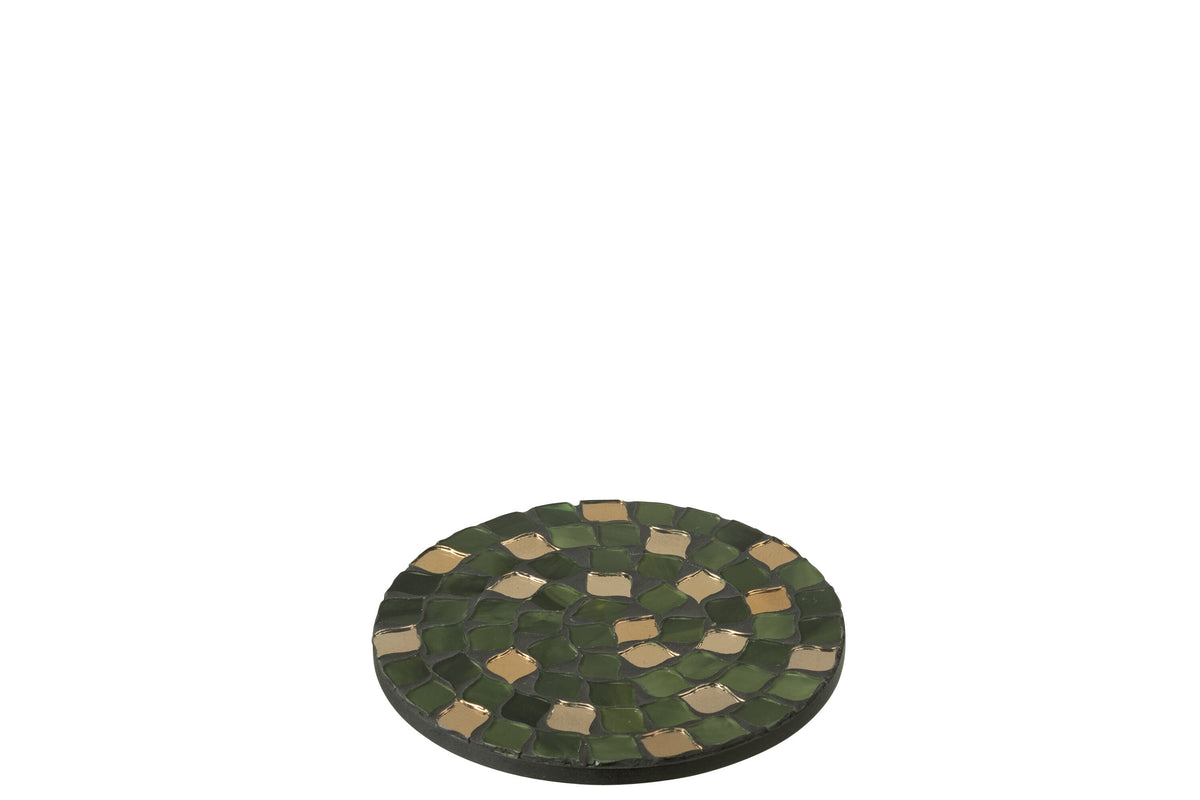 J-Line plateau Mozaiek - dienblad - glas - groen - small