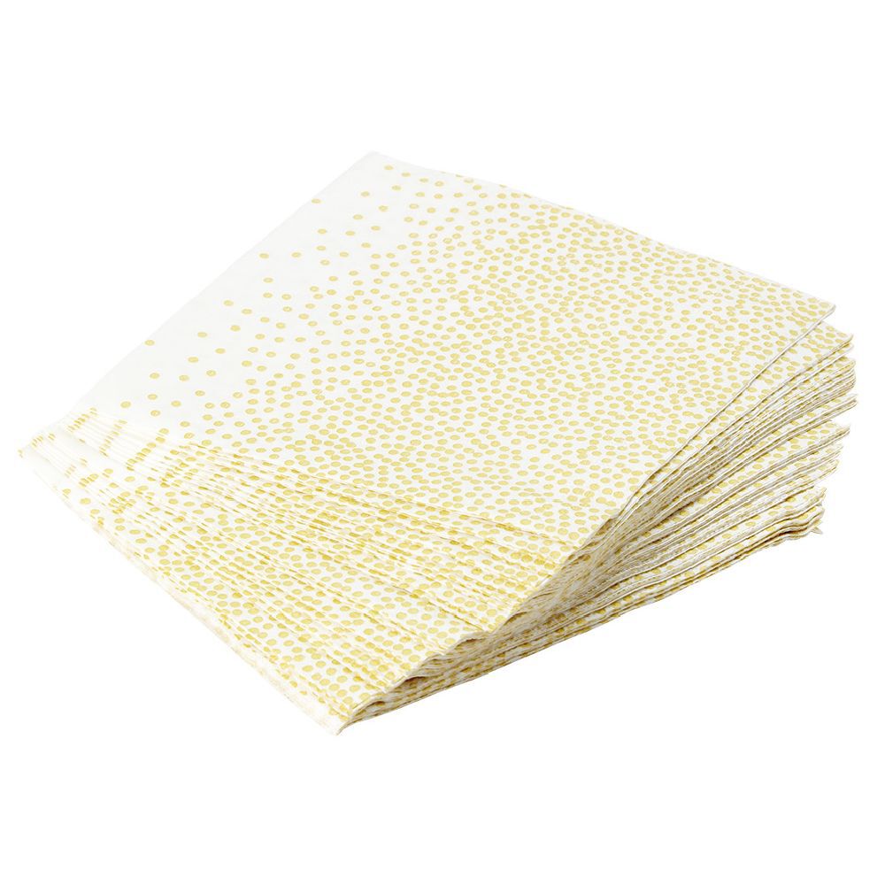 Serviette en papier blanc motif pois doré x20