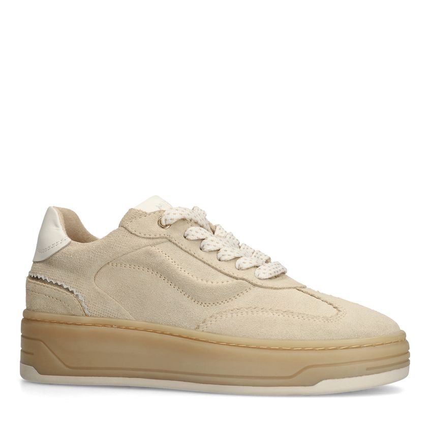 Manfield Beige leren sneakers