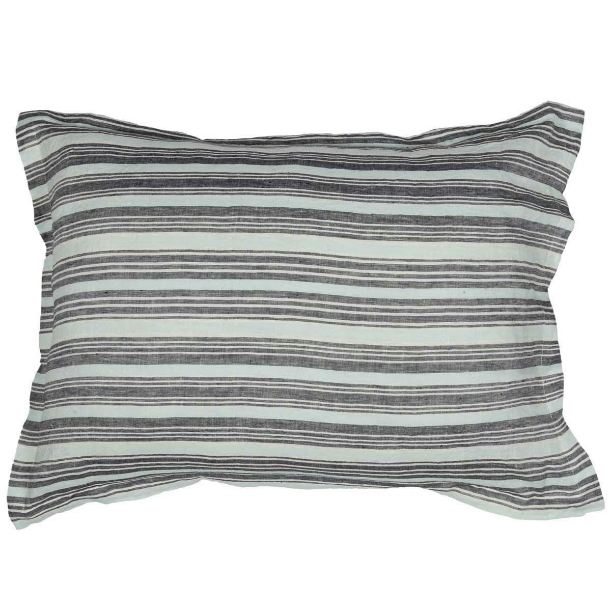 TEKSADA GRAPHIC - 2 taies d'oreiller en lin lavé/coton Anthracite 50x70 cm