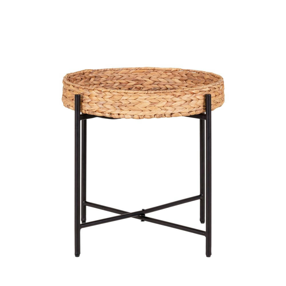 NARO - Table d'appoint en jacinthe d'eau et métal D50cm naturel