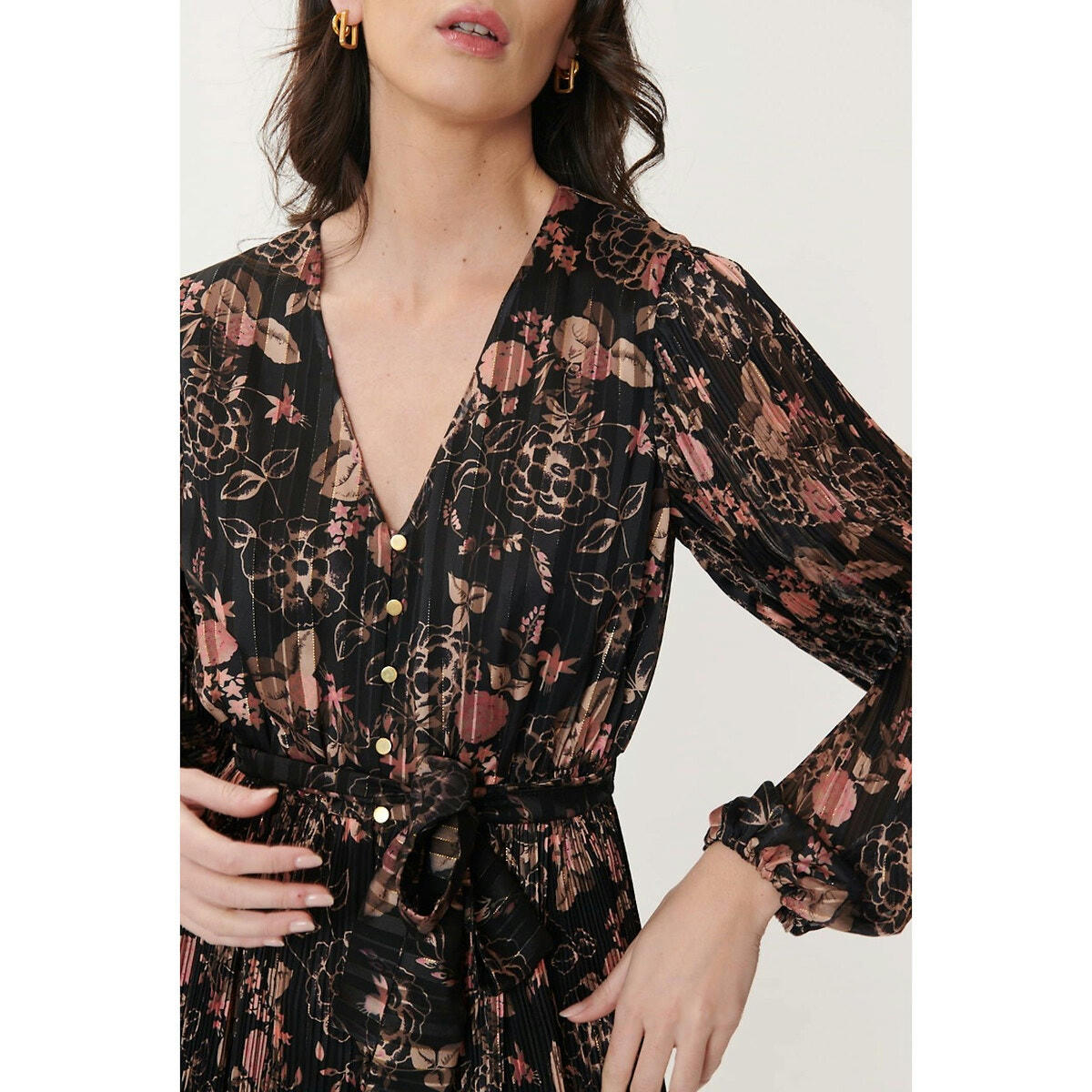Robe  Ambroise boutonnée plissée et ceinturée