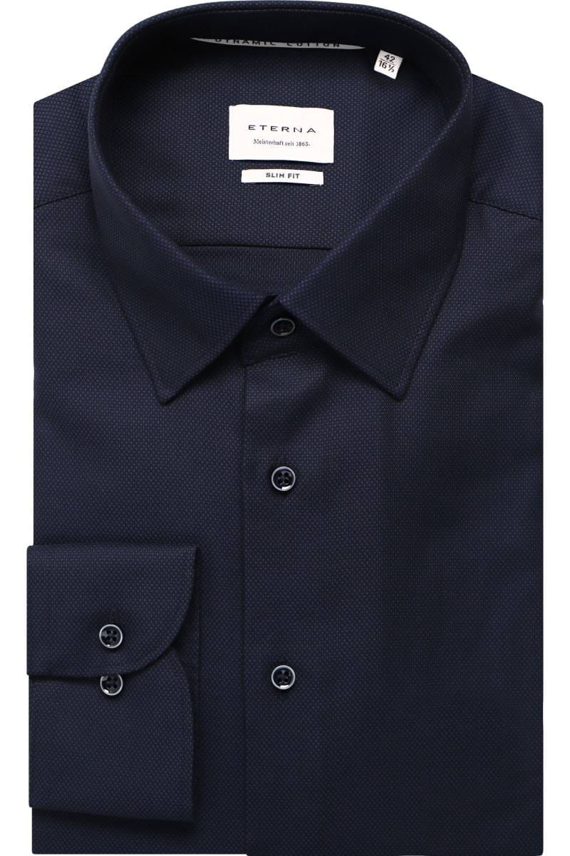 ETERNA Dynamic Cotton Slim Fit Hemd marine, Strukturiert