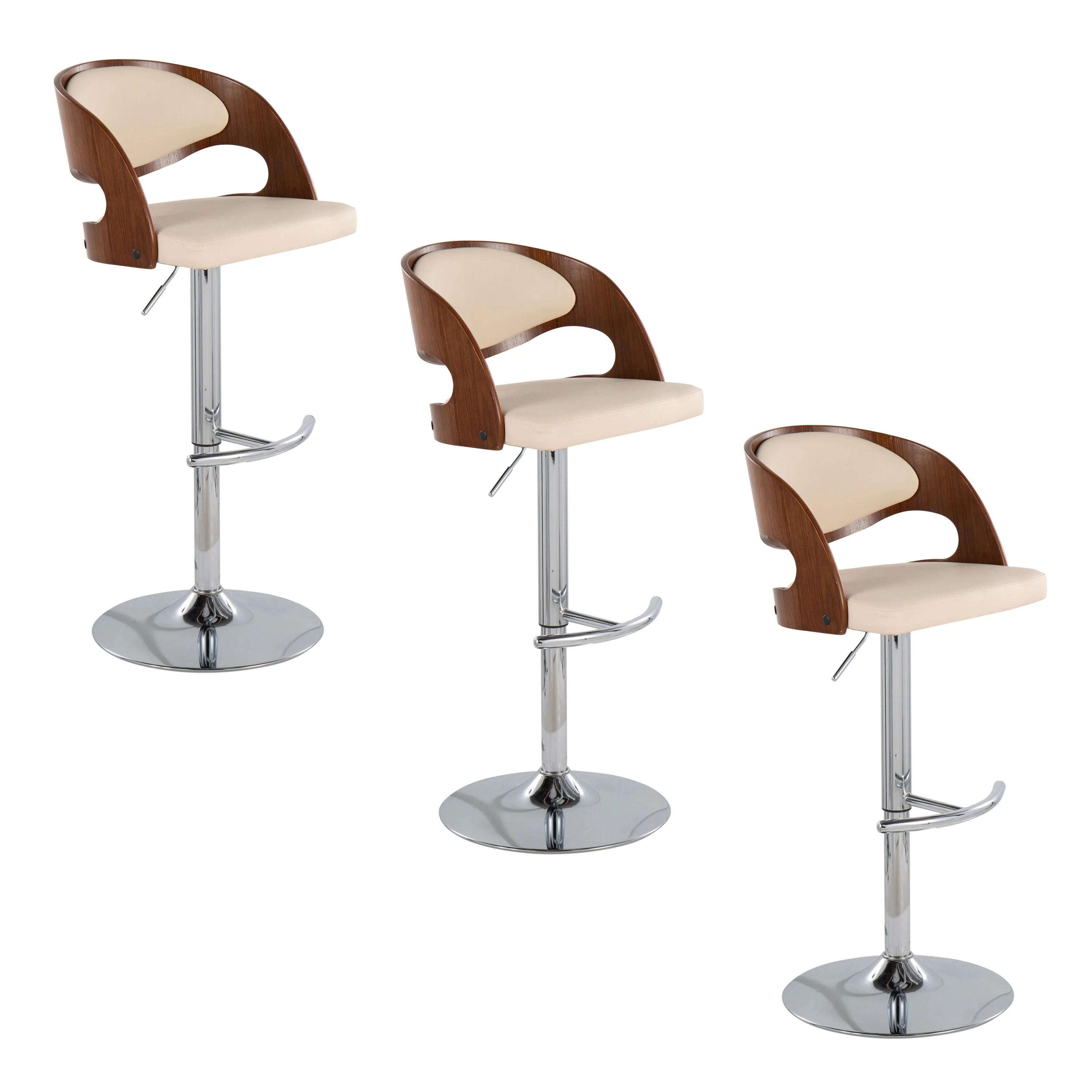 Carson Carrington Visby Adjustable Bar Stool with Rounded T Footrest (Set of 3)