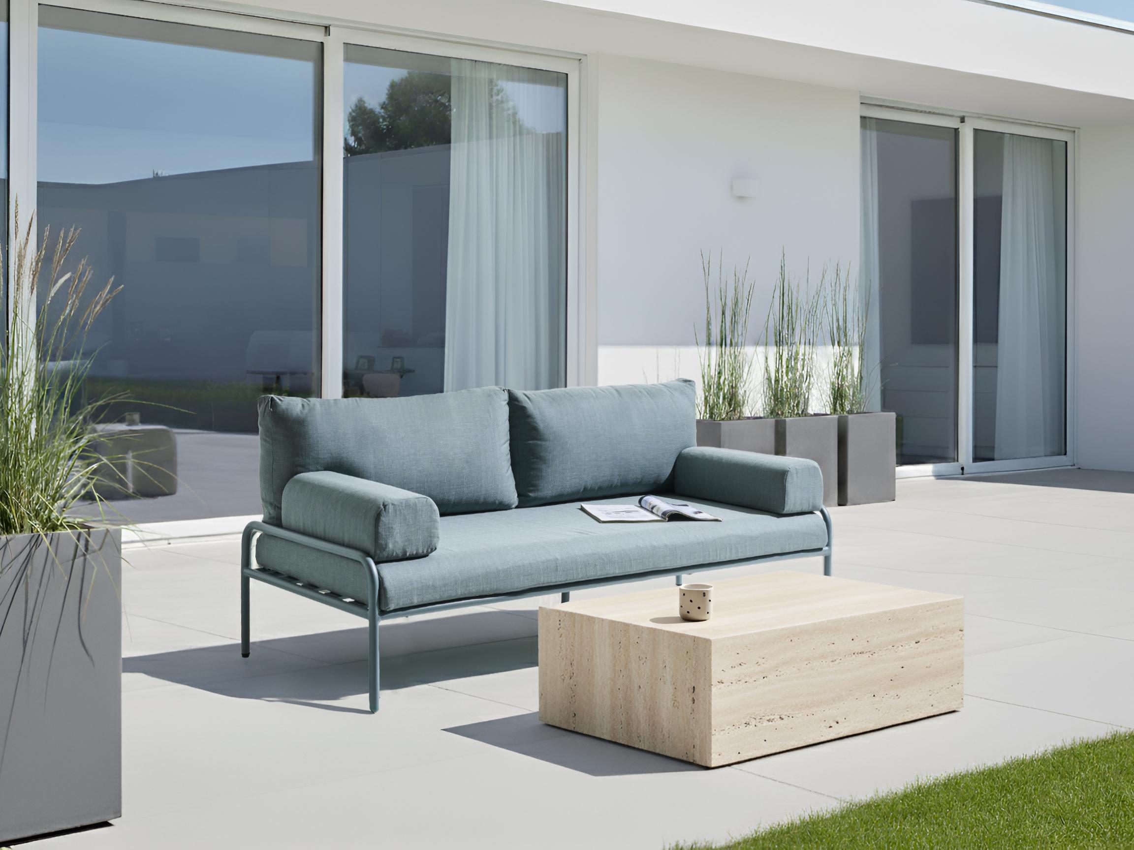 Garden Sofa 2 Seater SOLOFRA Metal Mint Green