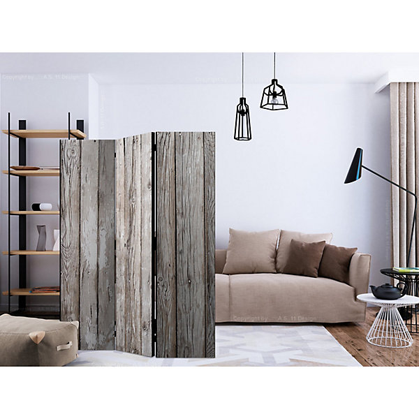 Paravent 3 Panneaux en Bois Style Scandinave pour Intérieur 135 x 172 cm Gris et Bronze