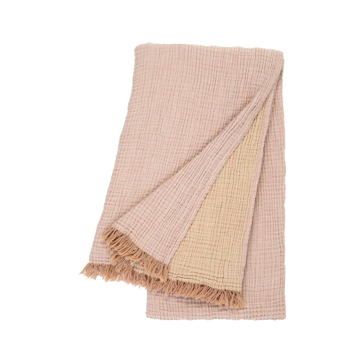 CYCLADES - Plaid en coton rose 140 x 200 cm