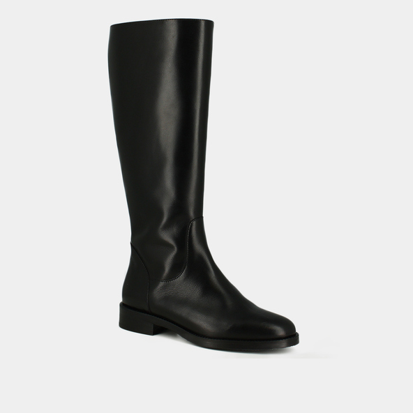 Bottes hautesen cuir noir taille mollet m | FLOWER