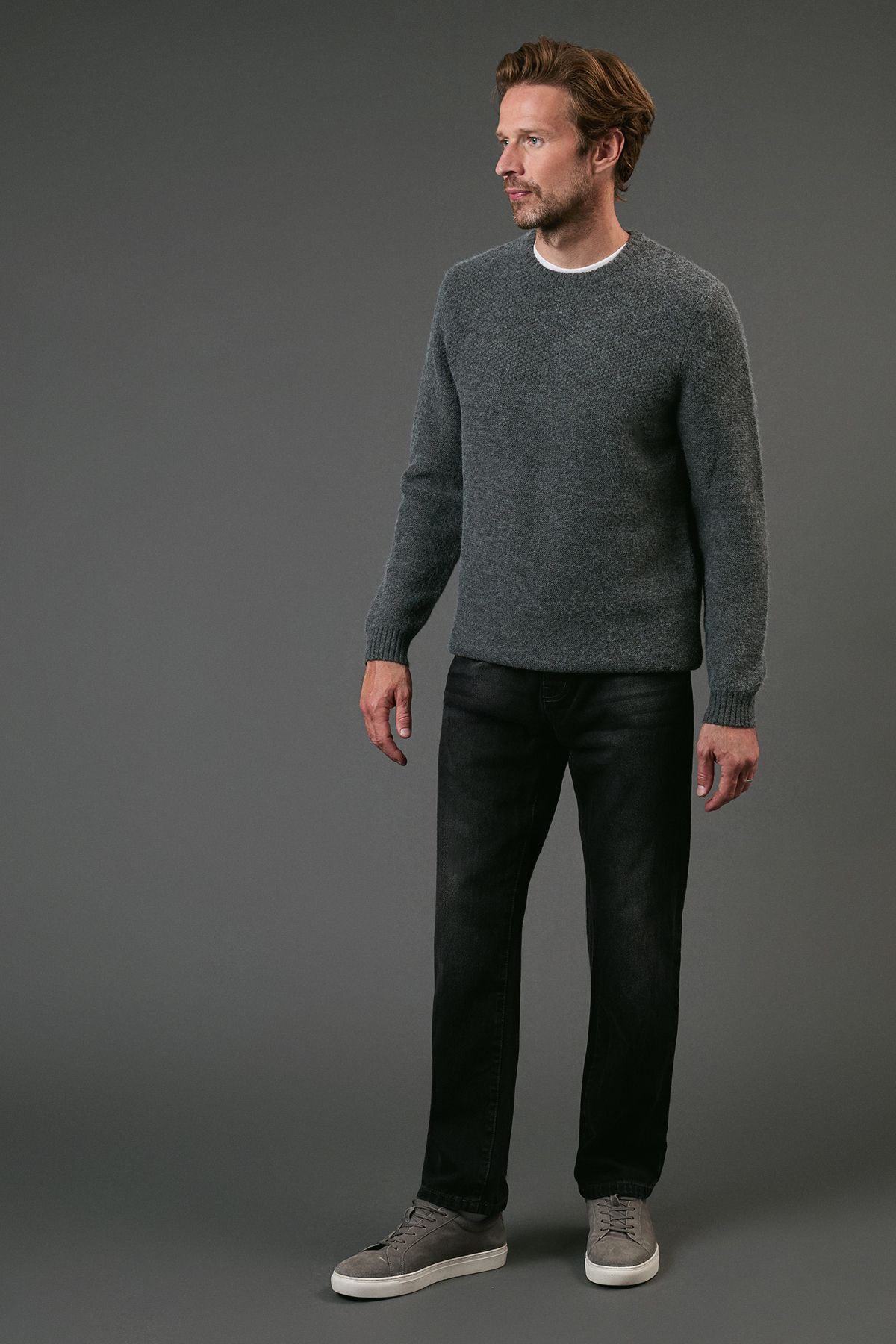 Maine Tuck Stitch Yoke Crew Neck Jumper