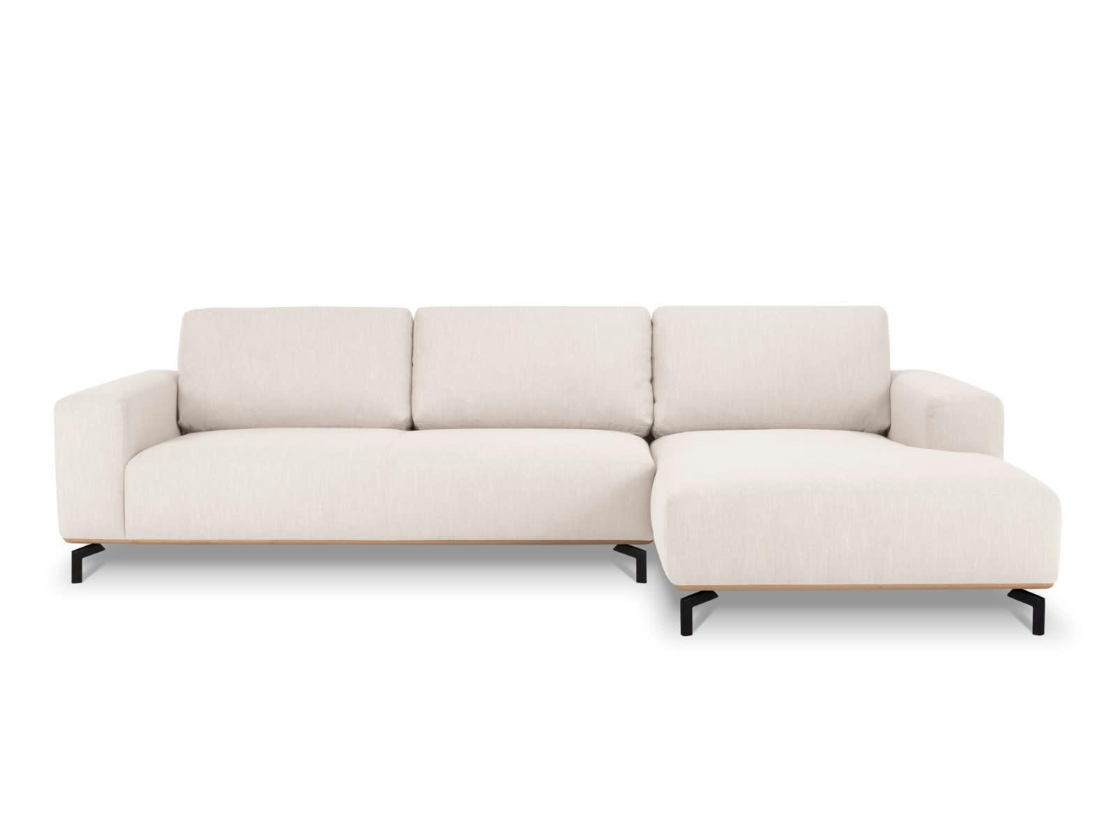 MARC - Canapé D'Angle Droit 5 places en Tissu Structurel Beige Clair