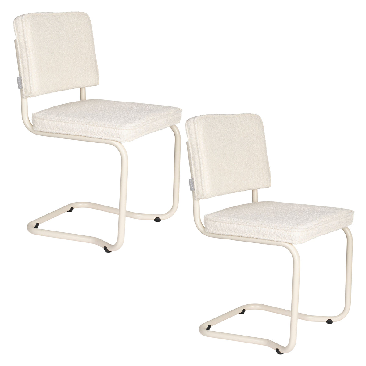 Zuiver Ridge Kink Soft Eetkamerstoelen Off-White - Set van 2