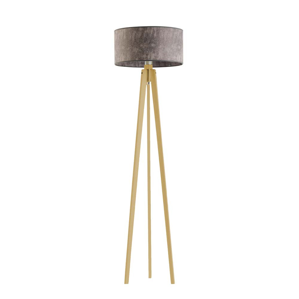 MIAMI lampa podłogowa drewniana do salonu Dąb/ Szary Melanż (Beton)