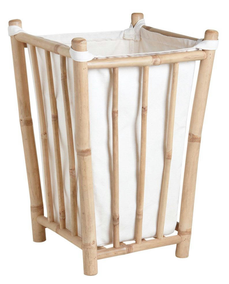 - Panier à linge en bambou et coton