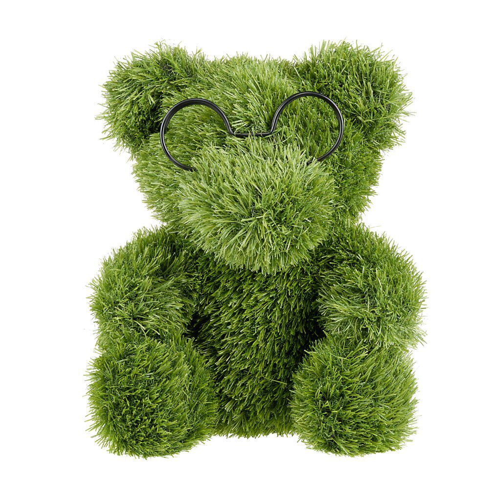 Décoration de jardin à poser gazon vert ourson 28x25xH35cm