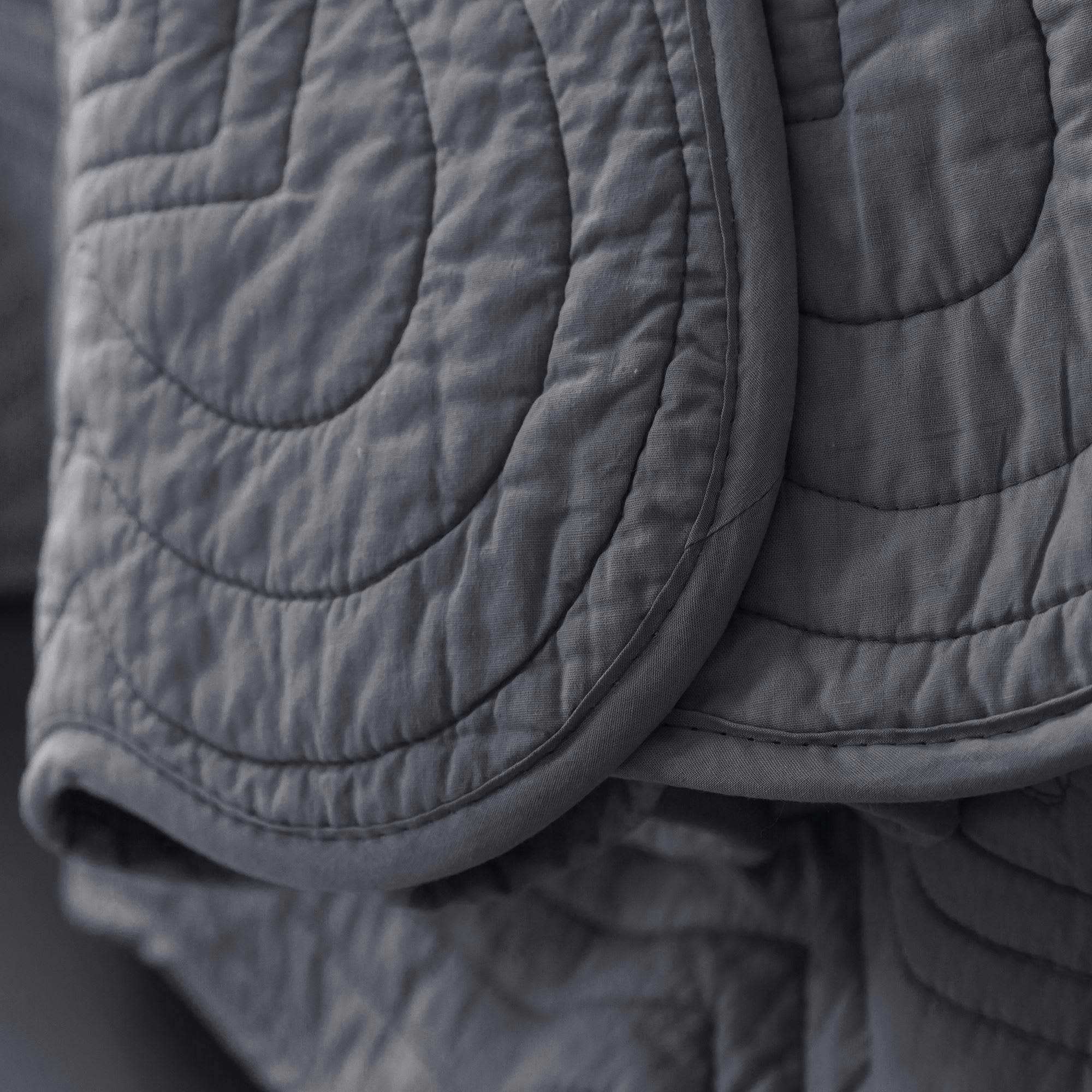 BAILLARGUES - Boutis 180x250 gris foncé en coton