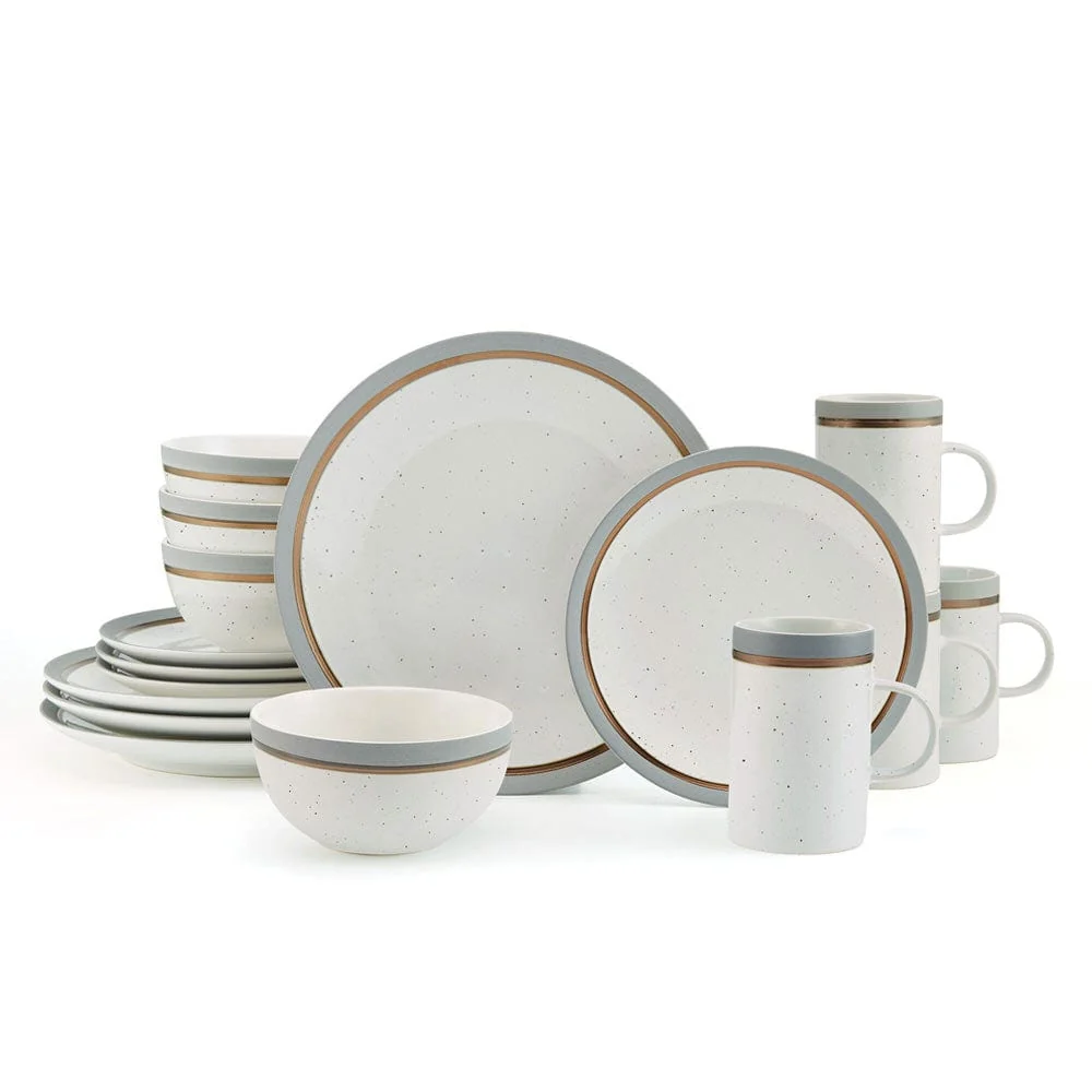 Ezra Grey 16 Piece Dinnerware Set, Service for 4