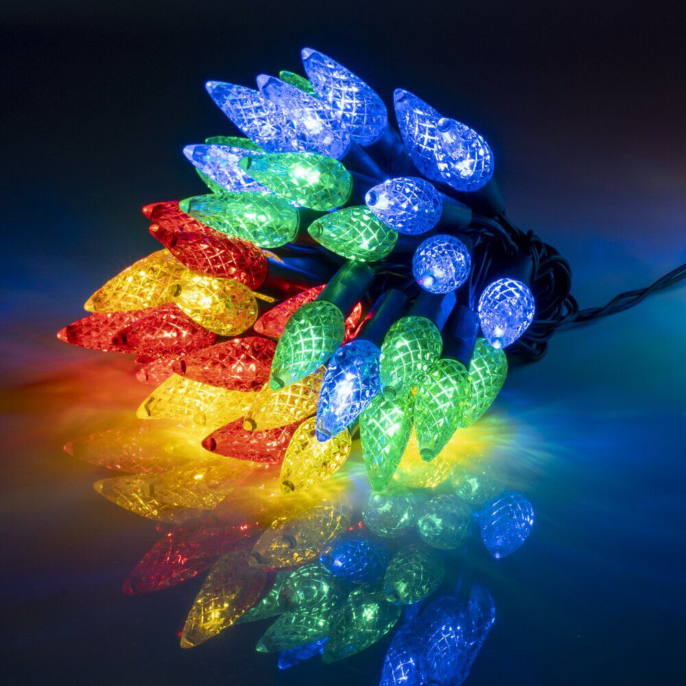 Guirlande de No&euml;l lumineuse 50LED bulbe tulipe multicolore L590cm