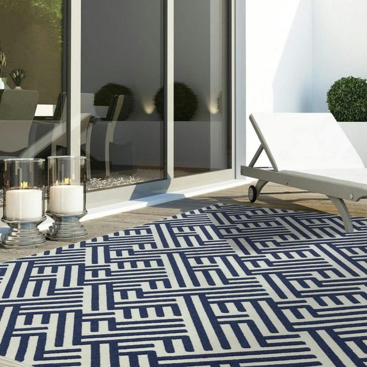 EZE - Tapis intérieur extérieur en Polypropylène Bleu 200x290 cm