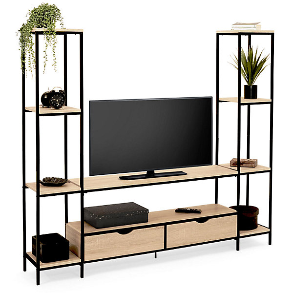 Ensemble meuble TV 164 cm DETROIT avec étagères design industriel
